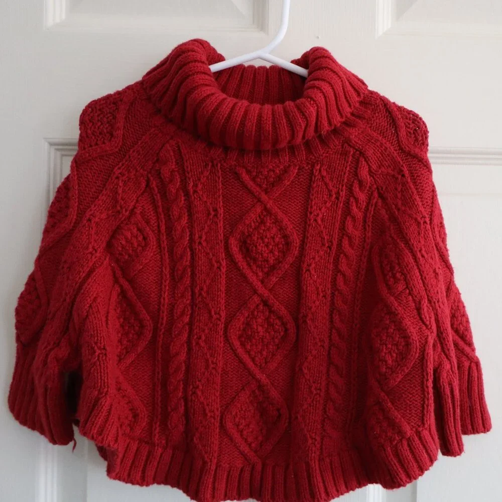 Gymboree 12-18m Red Poncho Style Sweater Turtleneck